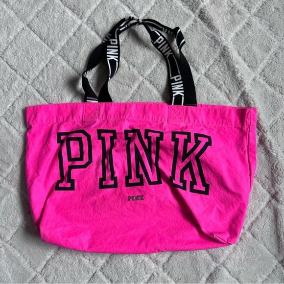 Victoria's Secret PINK | Hot Pink "PINK" Canvas Logo Book Bag - Picture 2 of 8